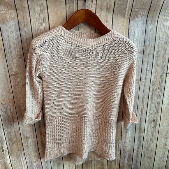 Chicos Size 0 (small) pink gold shimmer super cute cable kit sweater, EUC - Picture 1 of 6